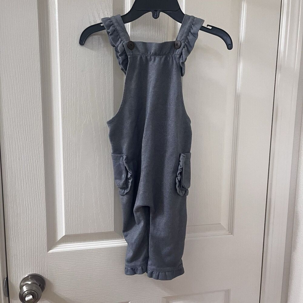 Milkbarn Denim Ruffle Overalls Girls Size 12-18 Months